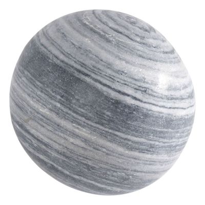 Boule déco jardin marbre effet rayé noir et blanc - Gris 40 cm
