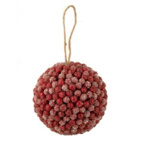 Boule de Noël Déco "Baies" 17cm Rouge