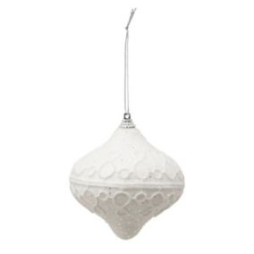 Boule de Noël Déco "Dentelle" 8cm Blanc