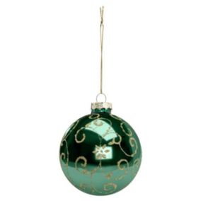 Boule de Noël Déco en Verre "Soir" 8cm Vert