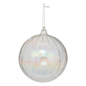 Boule de Noël en Verre "Strié" 14cm Transparent