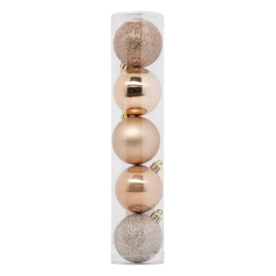 Boule de Noël plastique 50mm x5 nude - Atmosphera