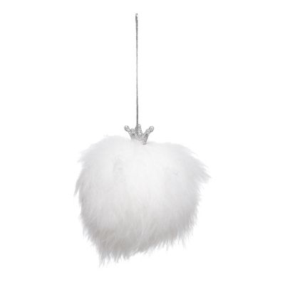Boule de noël en peluche blanche avec couronne argenté Ø80mm Feeric Light & Christmas