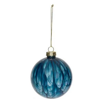 Boule de noël en verre effet marbre bleu ∅80mm Feeric Light & Christmas