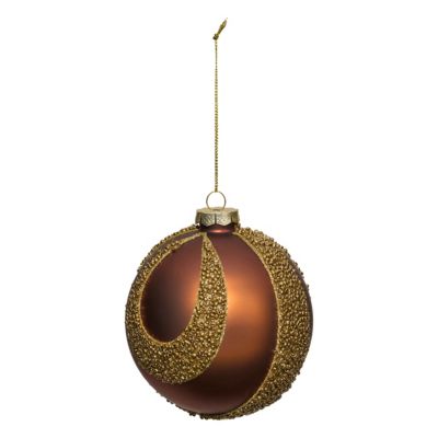Boule de noël en verre marron décor perles dorées ∅100mm Feeric Light & Christmas