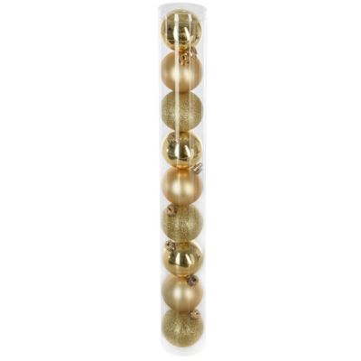 Boule de noël or lisses et effet relief ∅60mm Feeric Light & Christmas - lot de 9