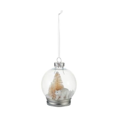 Boule de noel transparent avec sapin et ours polaire