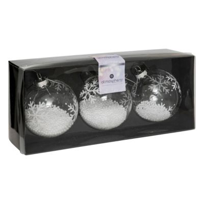 Boule de noël transparente flocon blanc ∅80mm Feeric Light & Christmas - 3 pièces
