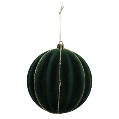 Boule de noël velour vert et or Ø100mm Feeric Light & Christmas