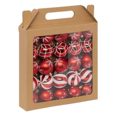 Boules de Noël Colorama de Noël lot de 25 en plastique D6cm rouge blanc - Atmosphera