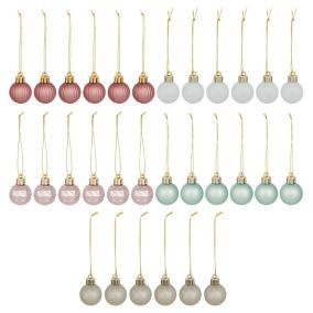 Boules de Noël en plastique 5 couleurs pastels (x30 boules)