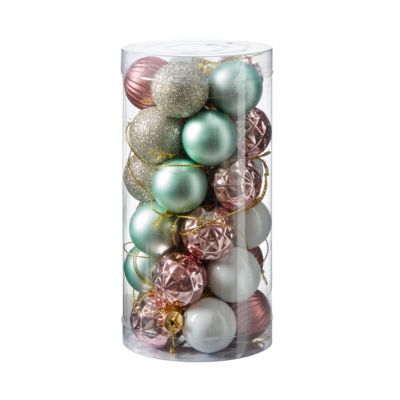 Boules de Noël en plastique 5 couleurs pastels (x30 boules)