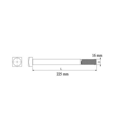 Boulon de charpente galvanisé 16 x 225 mm