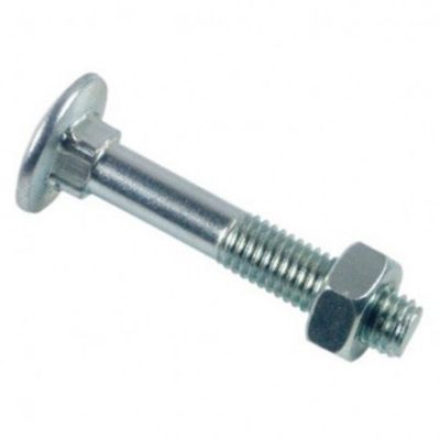 Boulon LENNIE TRCC M12 x 80 mm, tête ronde collet carré, zingué blanc, boîte de 50