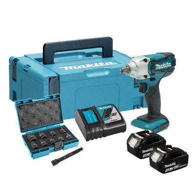 Boulonneuse à chocs 18V 190Nm 1/2" (2x3,0 Ah) avec accéssoires en Makpac - MAKITA DTW190JX3