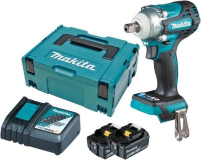 Boulonneuse à chocs sans fil 18V Li-ion 300 Nm carré 12 '' et 2 batteries 5Ah et chargeur rapide - MAKITA DTW301RTJ