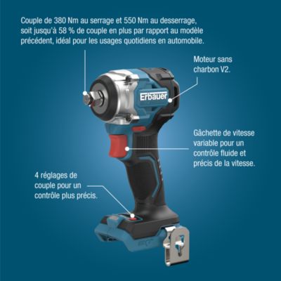 Boulonneuse sans fil Erbauer ERI1095IPD 18V 380 Nm (sans batterie)