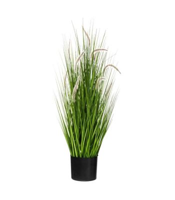 Bouquet artificiel d'herbes et Queues de chat en pot H 100 cm