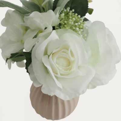 Bouquet artificiel de fleurs blanches en pot 25cm lot de 2