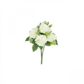 Bouquet artificiel de roses 32cm blanc lot de 2