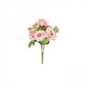 Bouquet artificiel de roses 32cm rose lot de 2