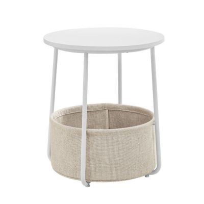 Bout de canapé rond avec panier de rangement - H51 cm