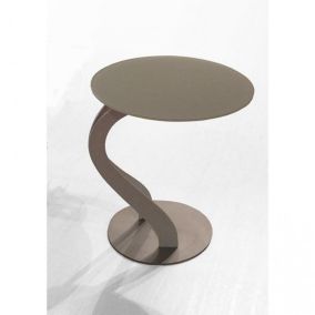Bout de canapé TOM design taupe ovale en verre trempé PEZZANI
