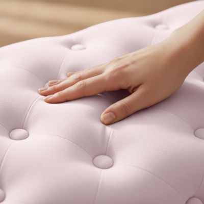Bout de lit en velours capitonné 80 cm MADRID Rose Poudré