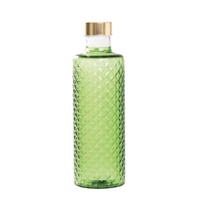 Bouteille Artisanale Isolano En Verre Borosilicaté Vert Pomme Effet Diamant Avec Deux Bouchons Inclus Design Contemporain