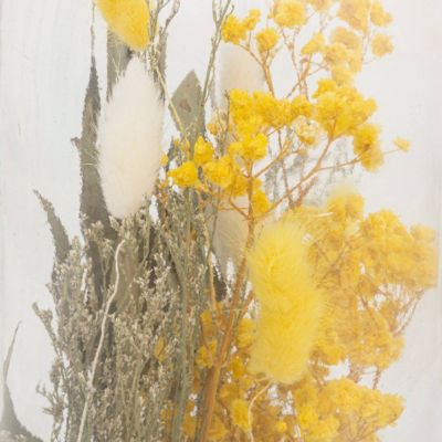 Bouteille avec fleurs séchées H46cm jaune - Atmosphera