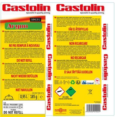 Bouteille d'argon/CO2 Castolin 220L