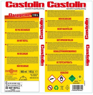 Bouteille d'oxygène pour soudure Castolin 110L