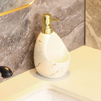 Bouteille de Lotion à Pousser en Céramique - Pour Maison, Hôtel et Salle de Bain - Blanche