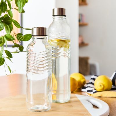 Bouteille en verre transparent H. 29 cm Guy Levasseur