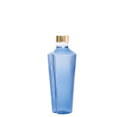 Bouteille Handy En Verre Borosilicate Bleuâtre Design Élégant Avec Rainures Verticales Pour Eau Et Boissons