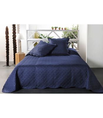 Boutis contemporain bleu marine - 230x250cm - Bleu marine