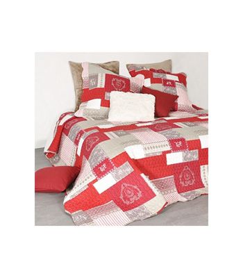 Boutis montagne rouge et gris - 220x240cm - Rouge