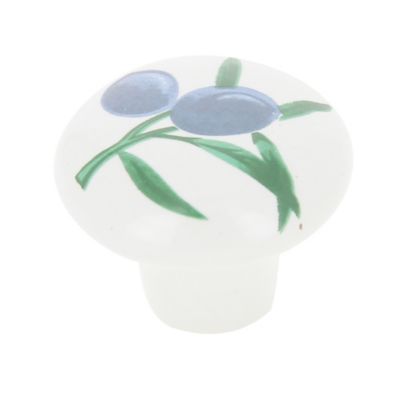 Bouton de meuble arrondi Locarn bleu et blanc Ø3.2cm x P.2.5cm