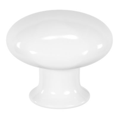 Bouton de meuble arrondi Porcelaine Vras GoodHome blanc Ø3.2cm x P.2.5cm