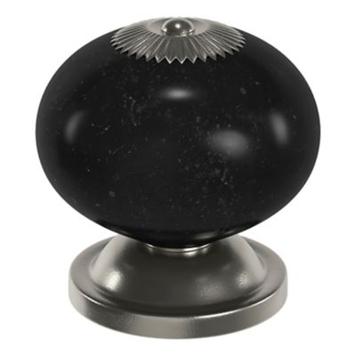 Bouton de meuble arrondi Porcelaine Vras GoodHome noir Ø4cm x P.3.9cm