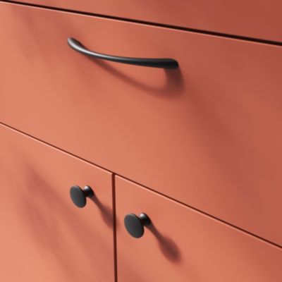 Bouton de meuble arrondi Primel GoodHome mat noir Ø2.9 x l.2,9 mm x h. 2.1 cm