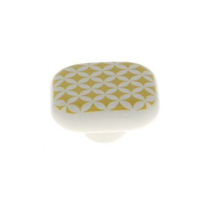 Bouton de meuble carré Beloen jaune l.4.1cm x h.4.1cm x p.1.9cm