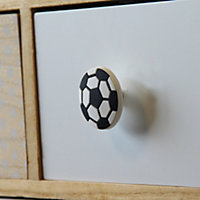 Bouton de meuble Edern ballon de football noir et blanc Ø4.8cm x l.4.8 x .P..2.3cm