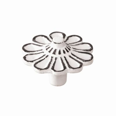 Bouton de meuble fer diamètre 47 mm en fer vieilli patiné blanc lot de 24 piéces