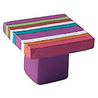 Bouton de meuble plastique COLOURS Genius rayé violet/rose