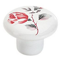 Bouton de meuble porcelaine Colours Fleur rose/blanc Ø32 mm