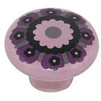 Bouton de meuble porcelaine Colours Lotus mauve Ø33 mm