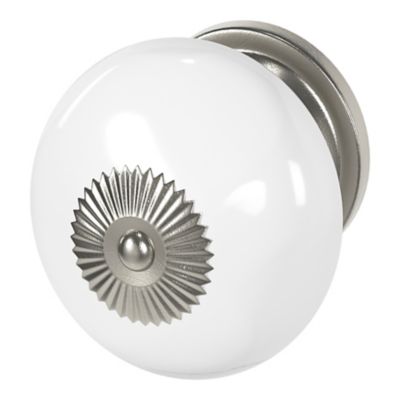 Bouton de meuble Porcelaine Vras GoodHome blanc Ø4 cm