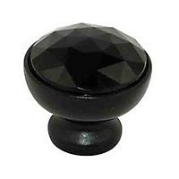 Bouton de meuble résine COLOURS Crystal noir Ø34 mm