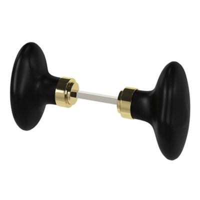Bouton de porte double ovale GoodHome noir l.42 x H. 65mm
